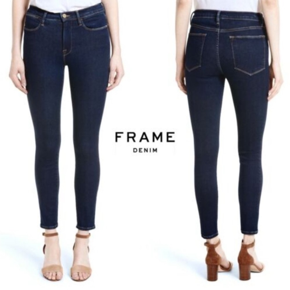 Frame Women's Le Skinny de Jeanne Dark Blue Wash Jeans Grove Street Size 27